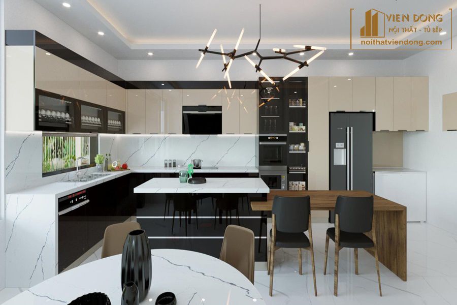 Tủ bếp Inox cánh kính đẹp 2022 tại Nội Thất Viễn Đông